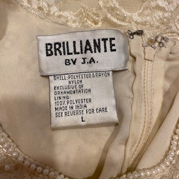 BRILLIANTE by JA Pearl Lace Formal Party Tiered Dress Ivory W Sleeves Size Large - Picture 9 of 15